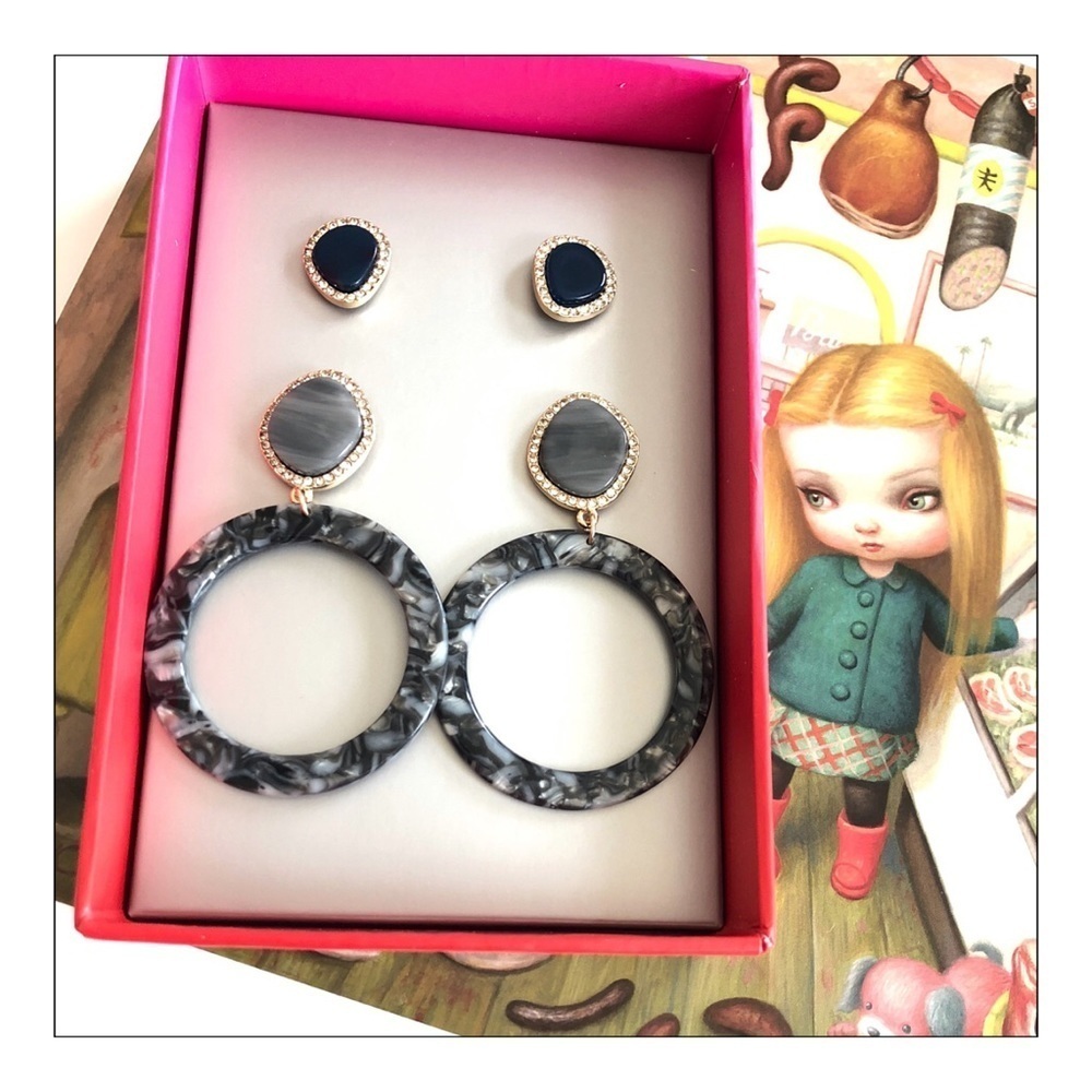 New Baublebar Resin Hoop Earrings Gift Set